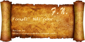 Fonyó Nándor névjegykártya
